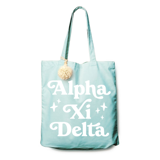 Alpha Xi Delta Retro Pom Pom Tote Bag