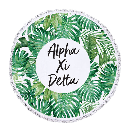 Alpha Xi Delta Palm Leaf Fringe Towel Blanket