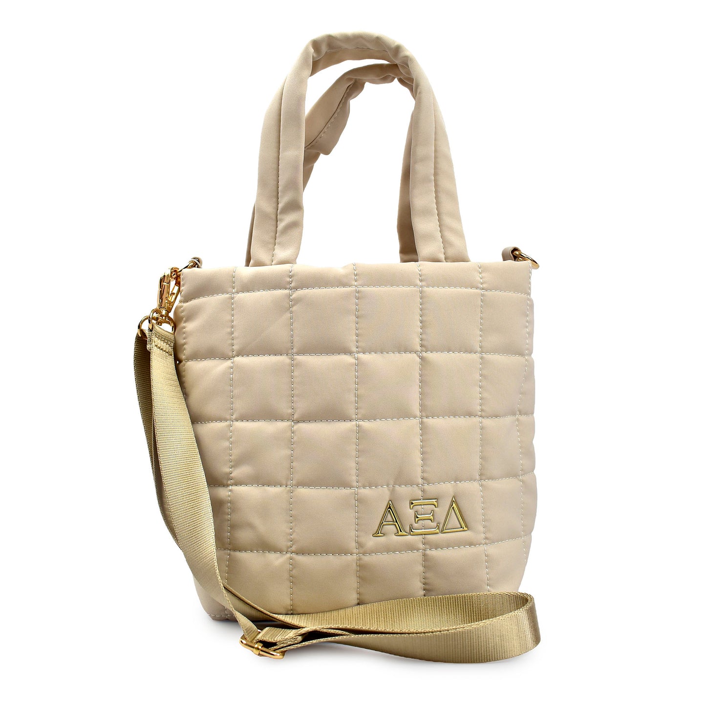 Alpha Xi Delta Small Crossbody Quilted Tote Bag with Greek Letters