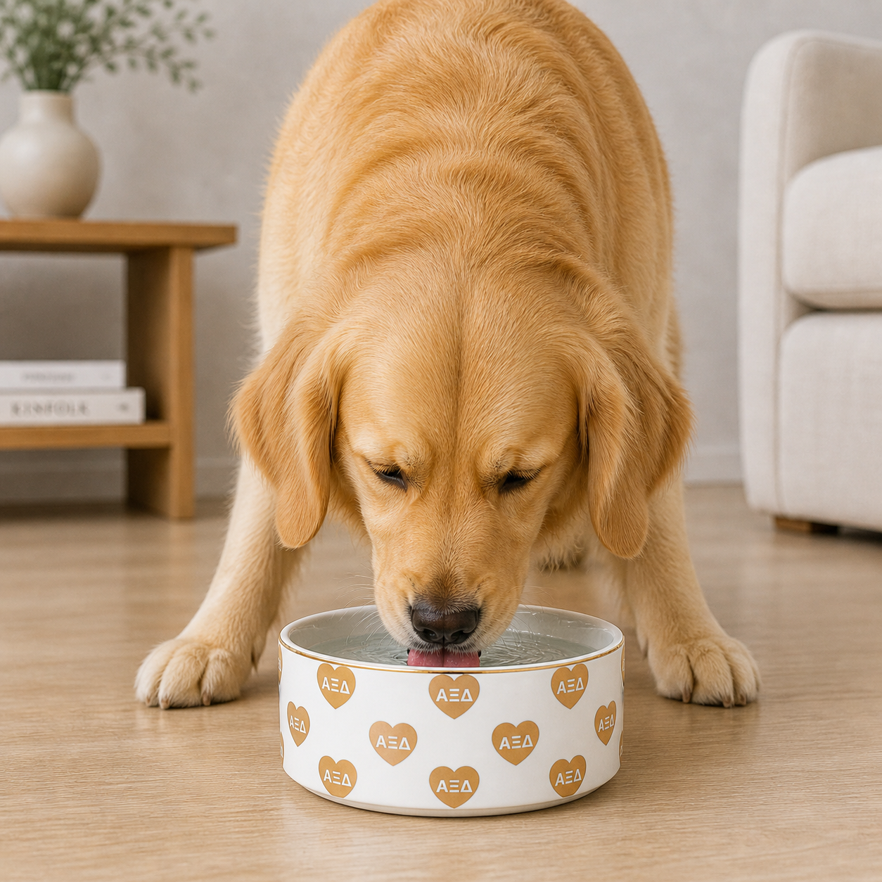 Alpha Xi Delta Pet Bowl- 6" Ceramic Bowl For Dogs and Cats