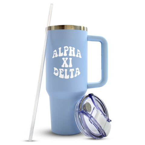 Alpha Xi Delta Tumbler - 40oz Stainless Steel with Handle