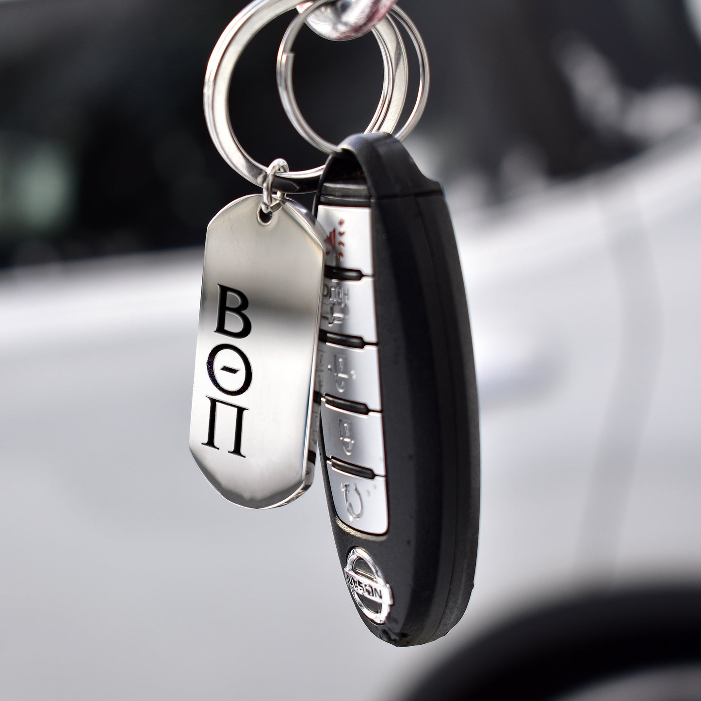 Beta Theta Pi Fraternity Keychain- Stainless Steel Dog Tag Design