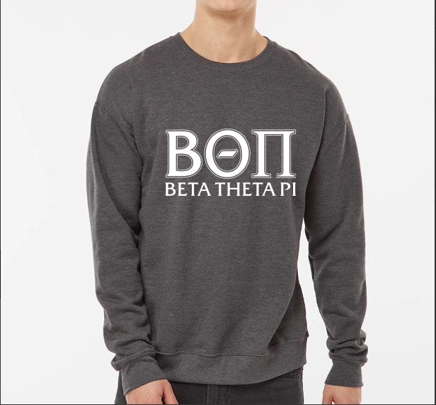 Beta Theta Pi Sweatshirt- Crewneck Fraternity Varsity Letters Design
