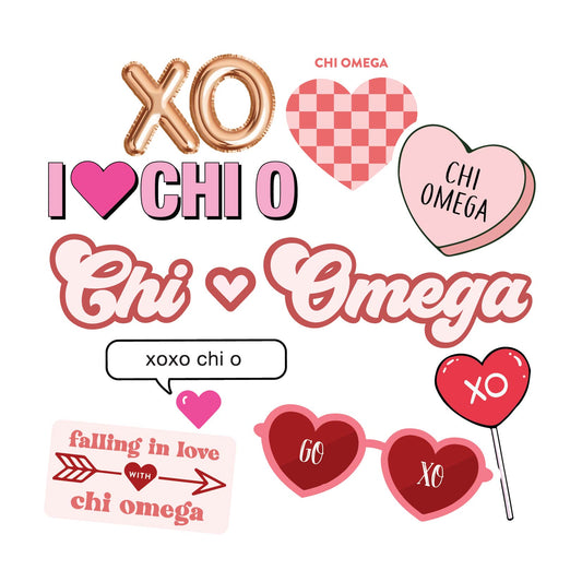 Chi Omega- Sticker Sheet- Love Theme