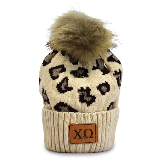 Chi Omega Leopard Design Beanie Hat