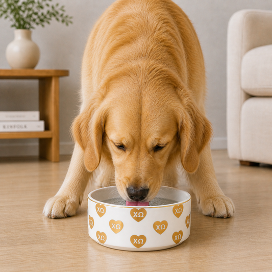 Chi Omega Pet Bowl- 6" Ceramic Bowl For Dogs and Cats