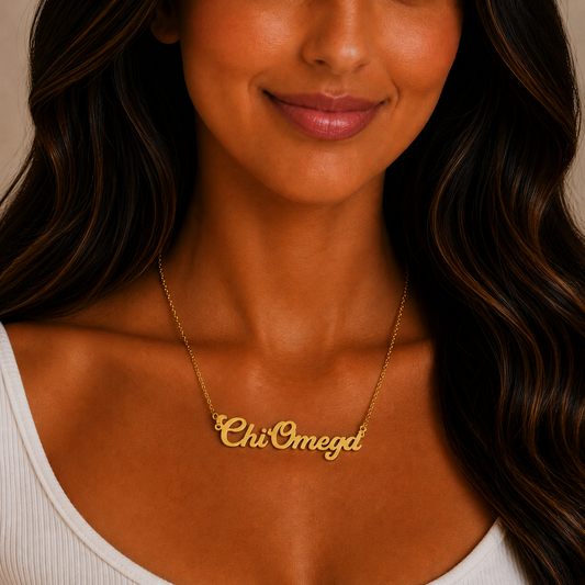 Chi Omega Retro Design Necklace