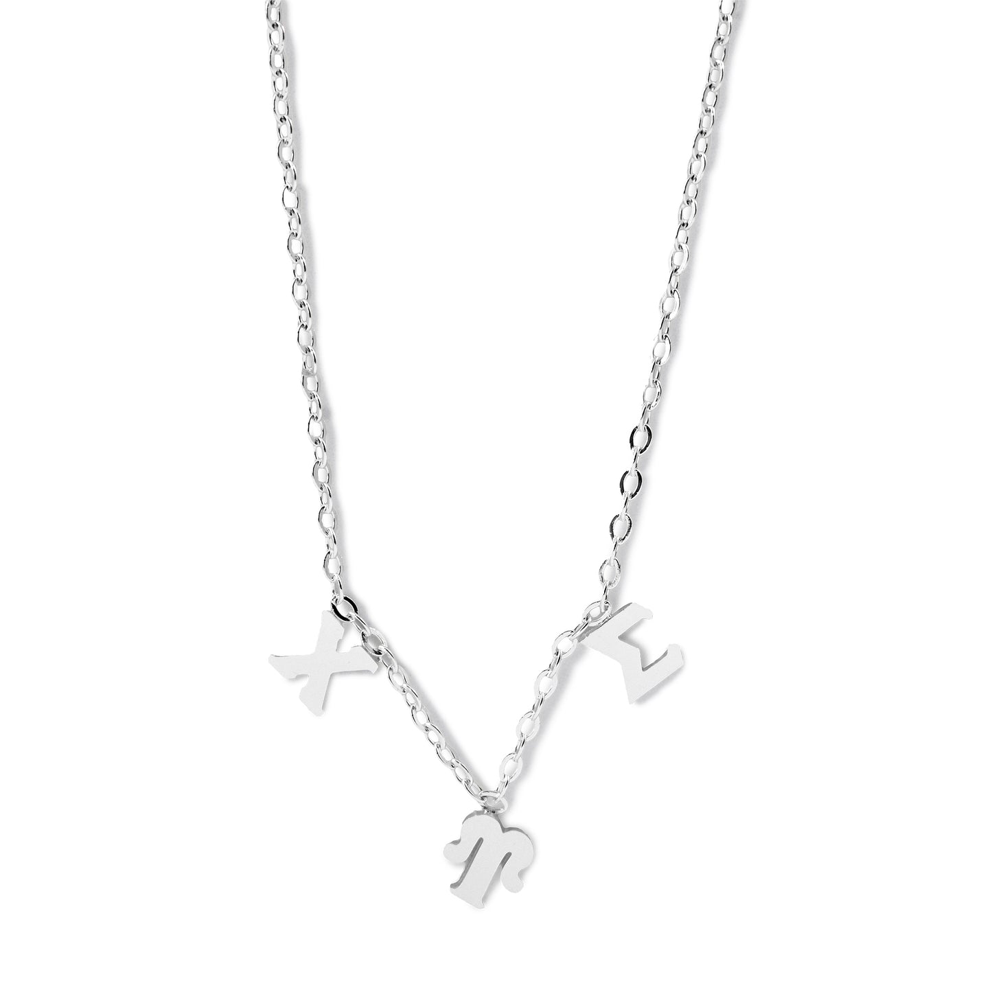 Chi Upsilon Sigma Silver Greek Letters Necklace