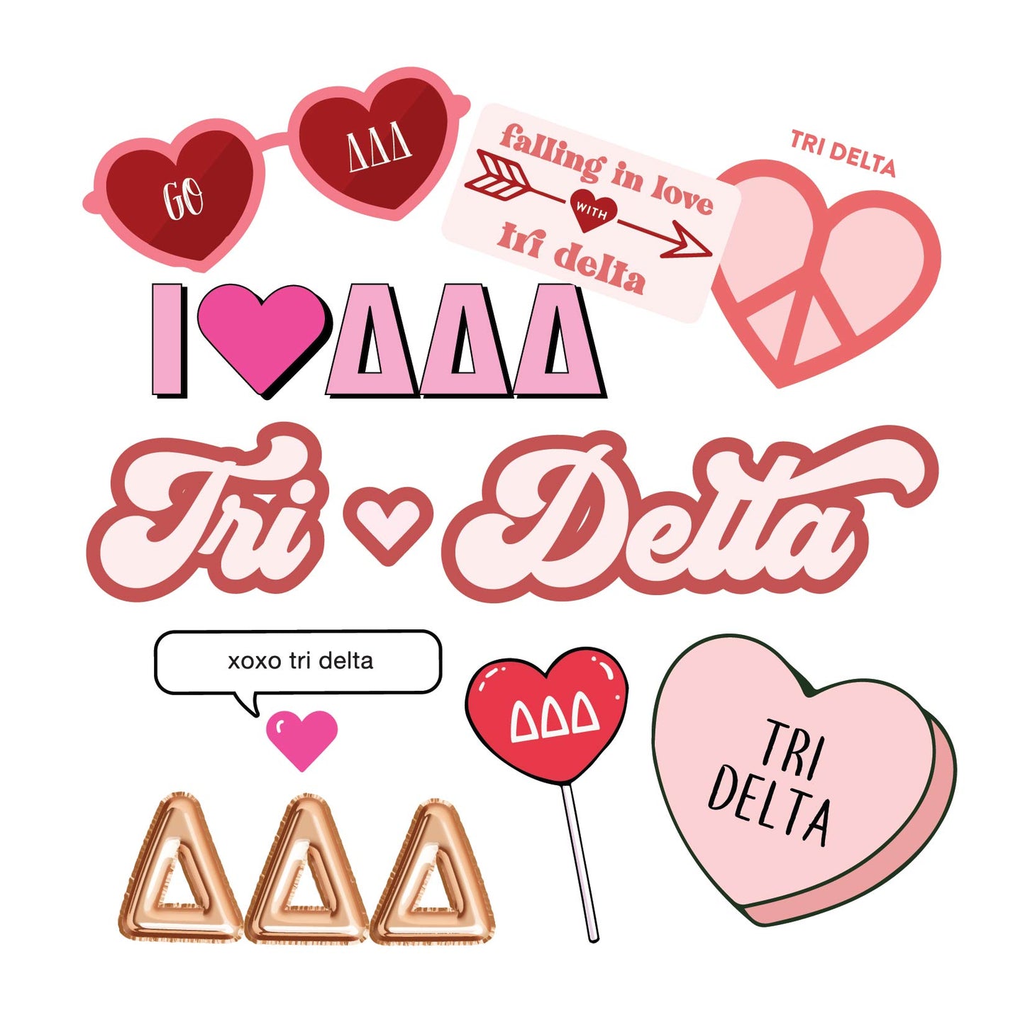 Delta Delta Delta- Sticker Sheet- Love Theme