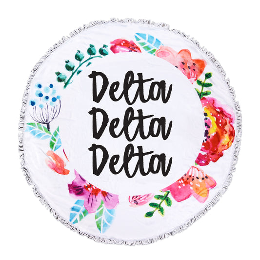 Delta Delta Delta Floral Fringe Towel Blanket