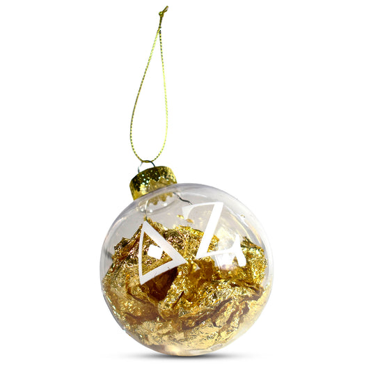 Delta Zeta Ornament - Clear Plastic Ball Ornament with Gold Foil