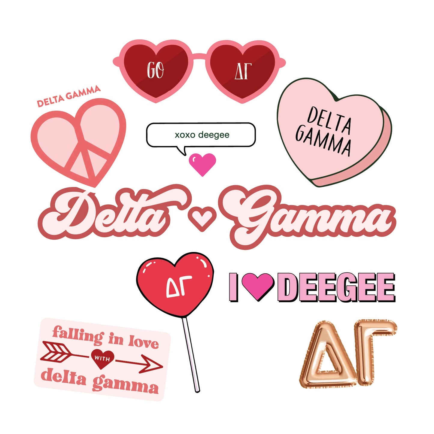 Delta Gamma- Sticker Sheet- Love Theme