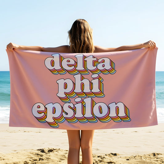 Delta Phi Epsilon Plush Retro Beach Towel