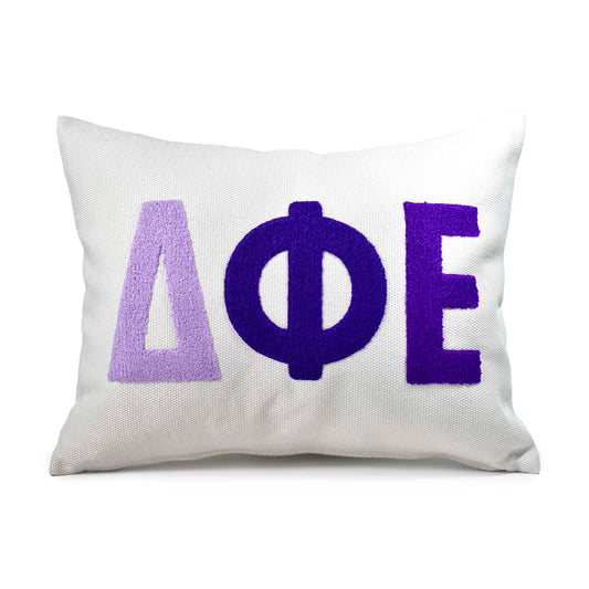 Delta Phi Epsilon Pillow – Embroidered Plush Greek Letters Design