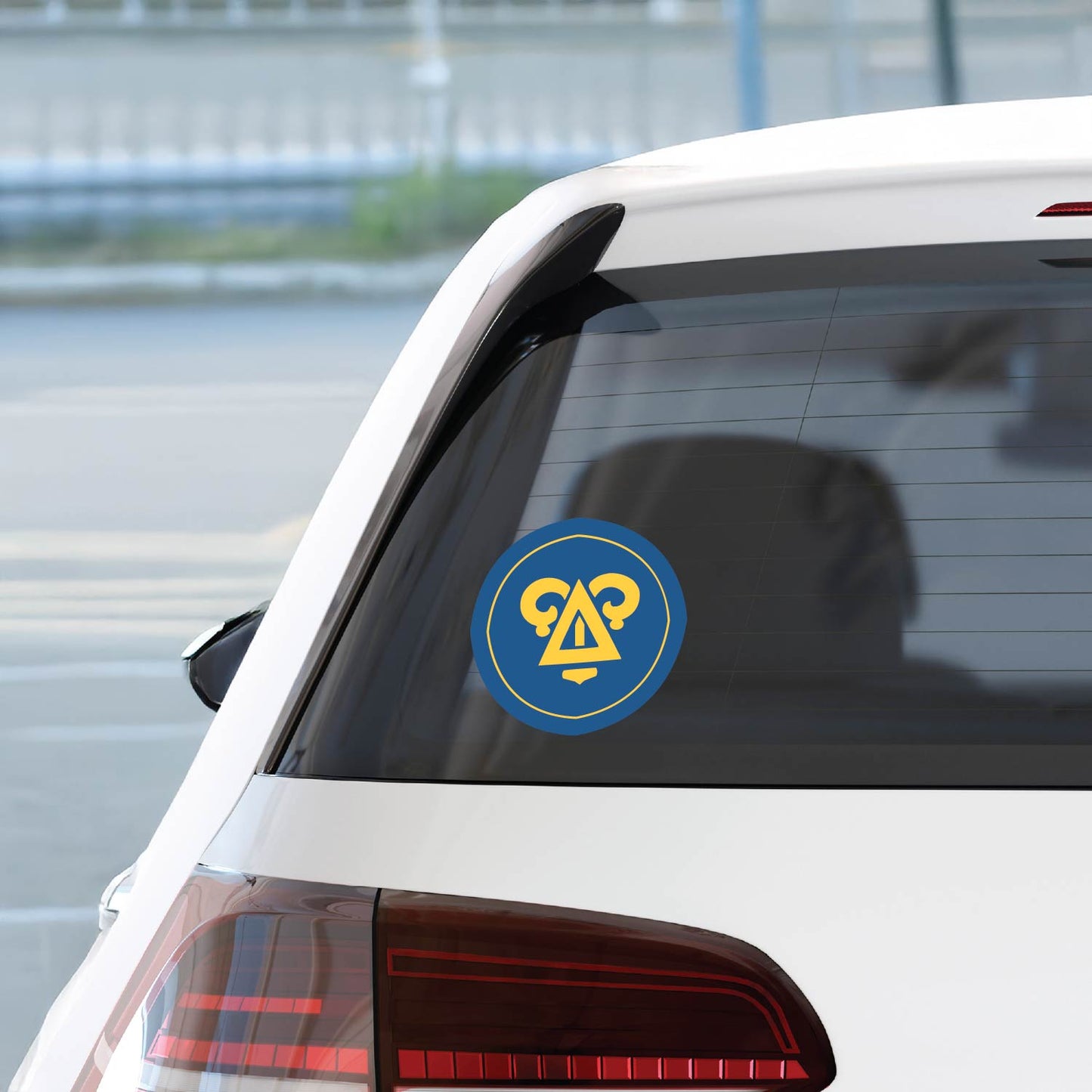 Delta Upsilon Fraternity Car Decal Sticker- Full Color Circle Logo