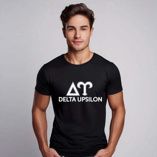 Delta Upsilon Fraternity T-Shirt- Varsity Greek Letters Design