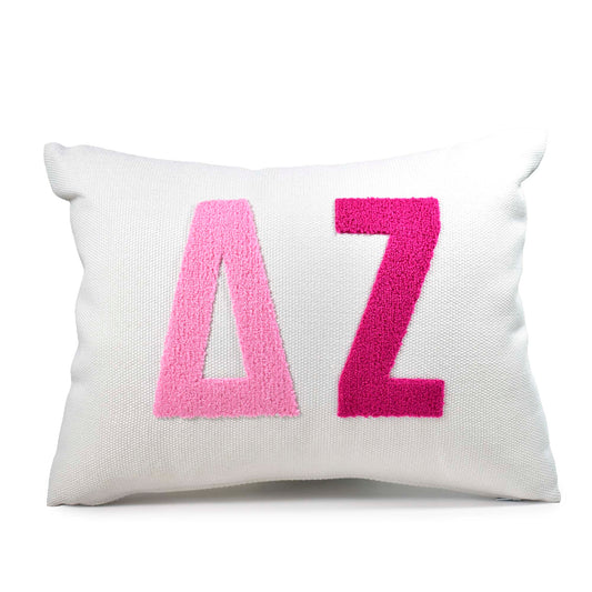 Delta Zeta Pillow – Embroidered Plush Greek Letters Design