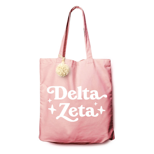 Delta Zeta Retro Pom Pom Tote Bag