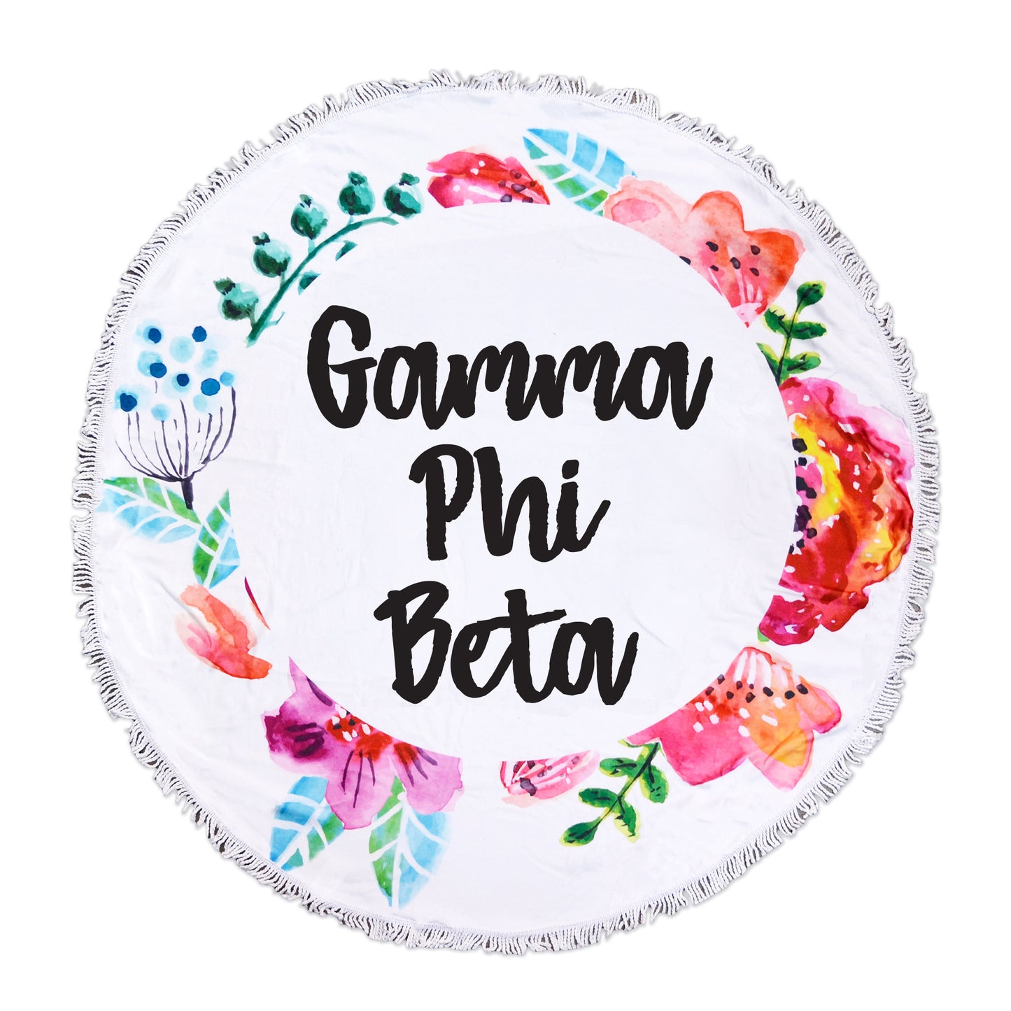 Gamma Phi Beta Floral Fringe Towel Blanket