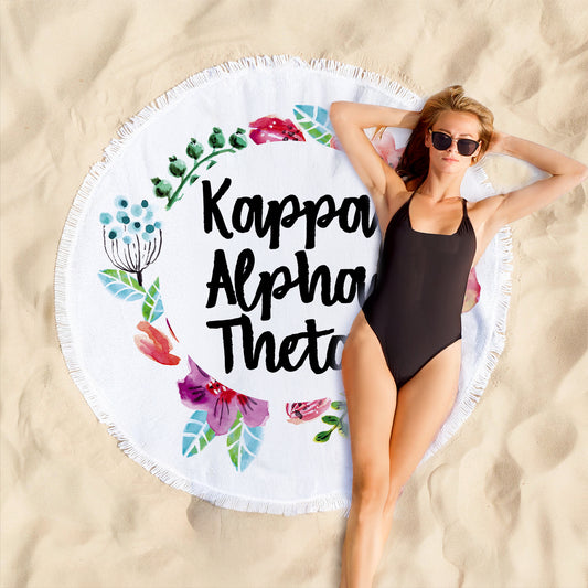 Kappa Alpha Theta Floral Fringe Towel Blanket