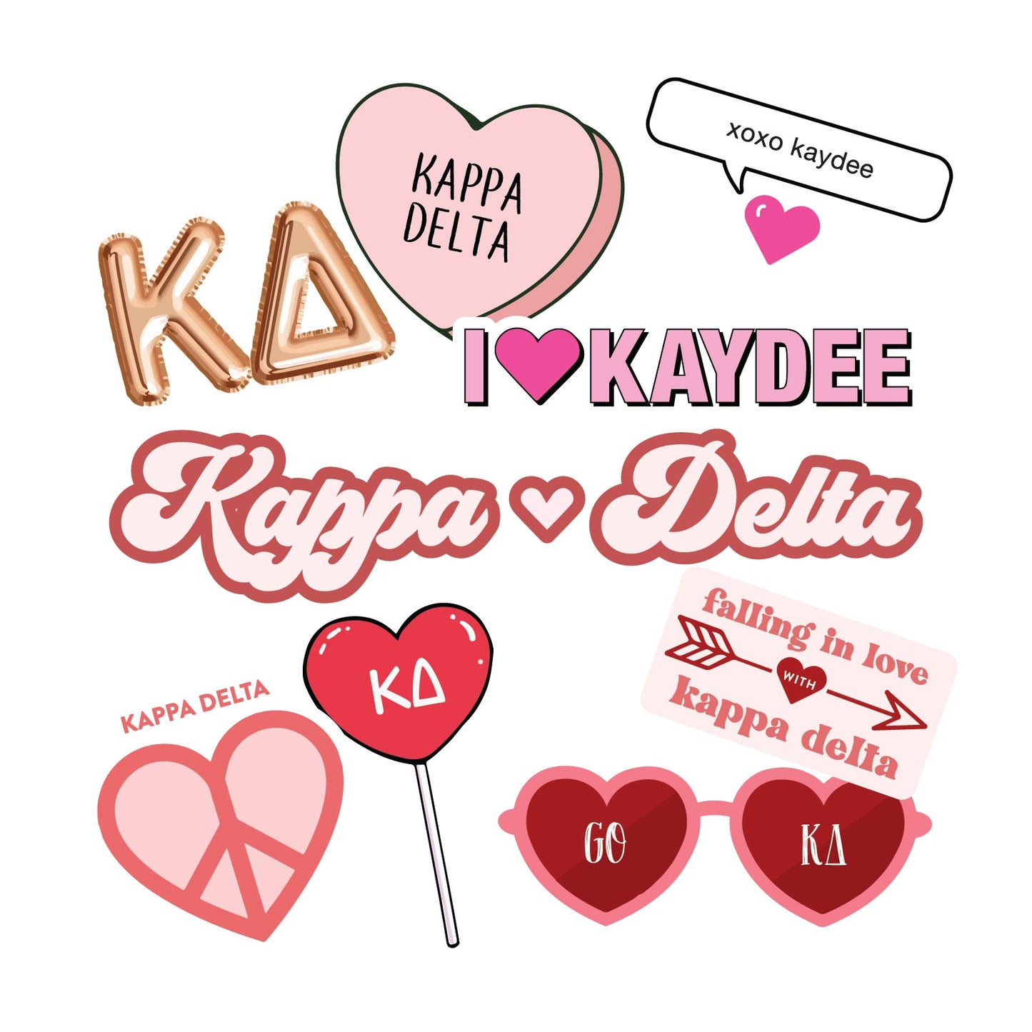 Kappa Delta- Sticker Sheet- Love Theme