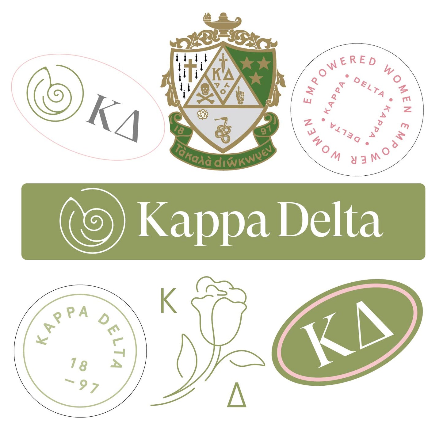 Kappa Delta Sorority Sticker Sheet- Brand Focus
