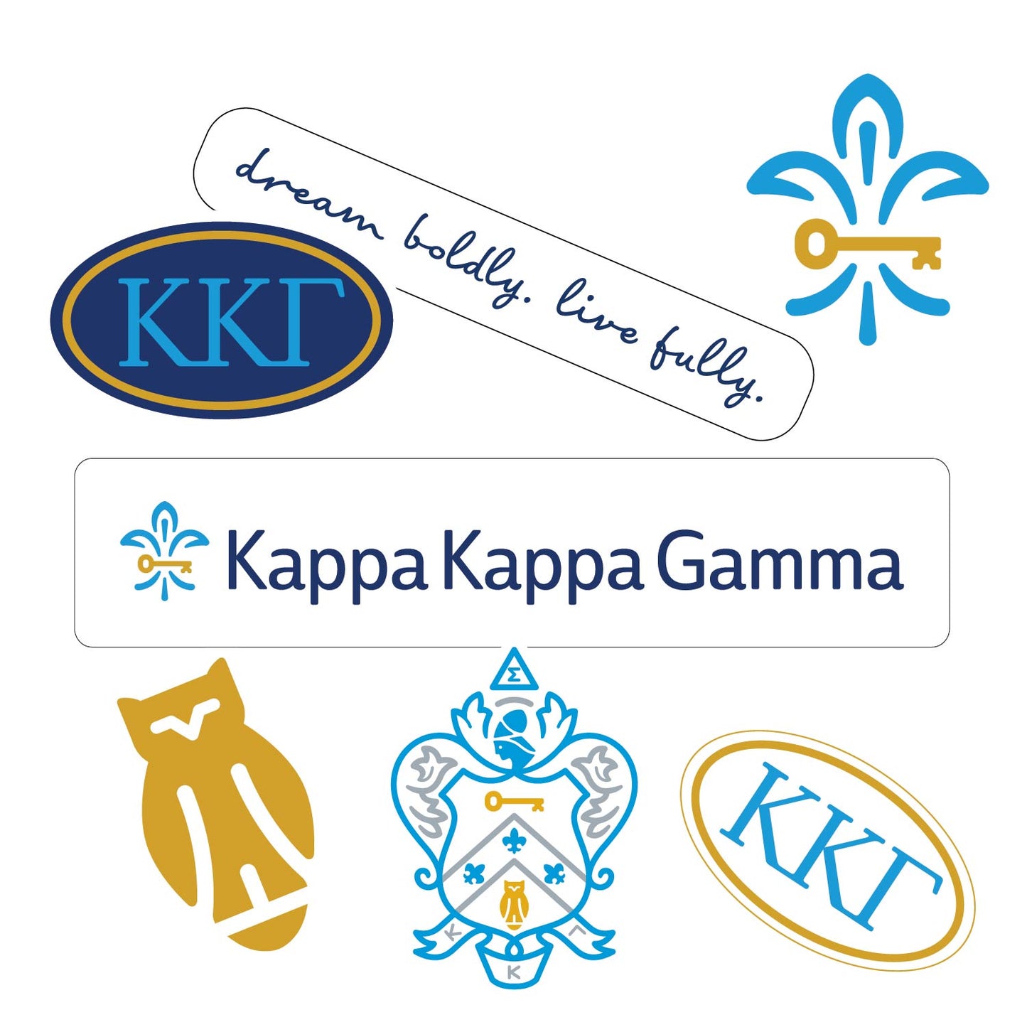 Kappa Kappa Gamma Sorority Sticker Sheet- Brand Focus