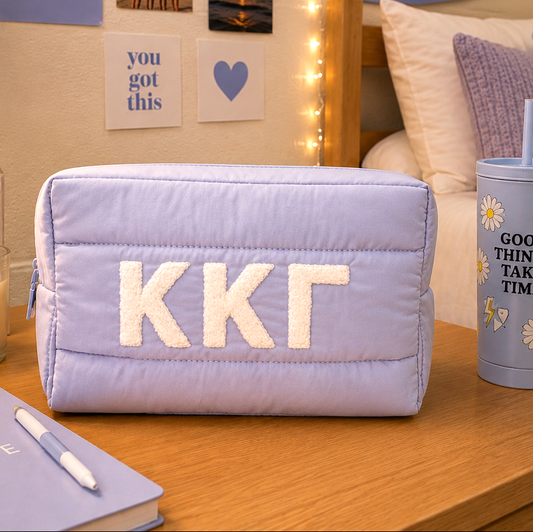 Kappa Kappa Gamma Makeup Bag - Puffer Style with Sorority Letters