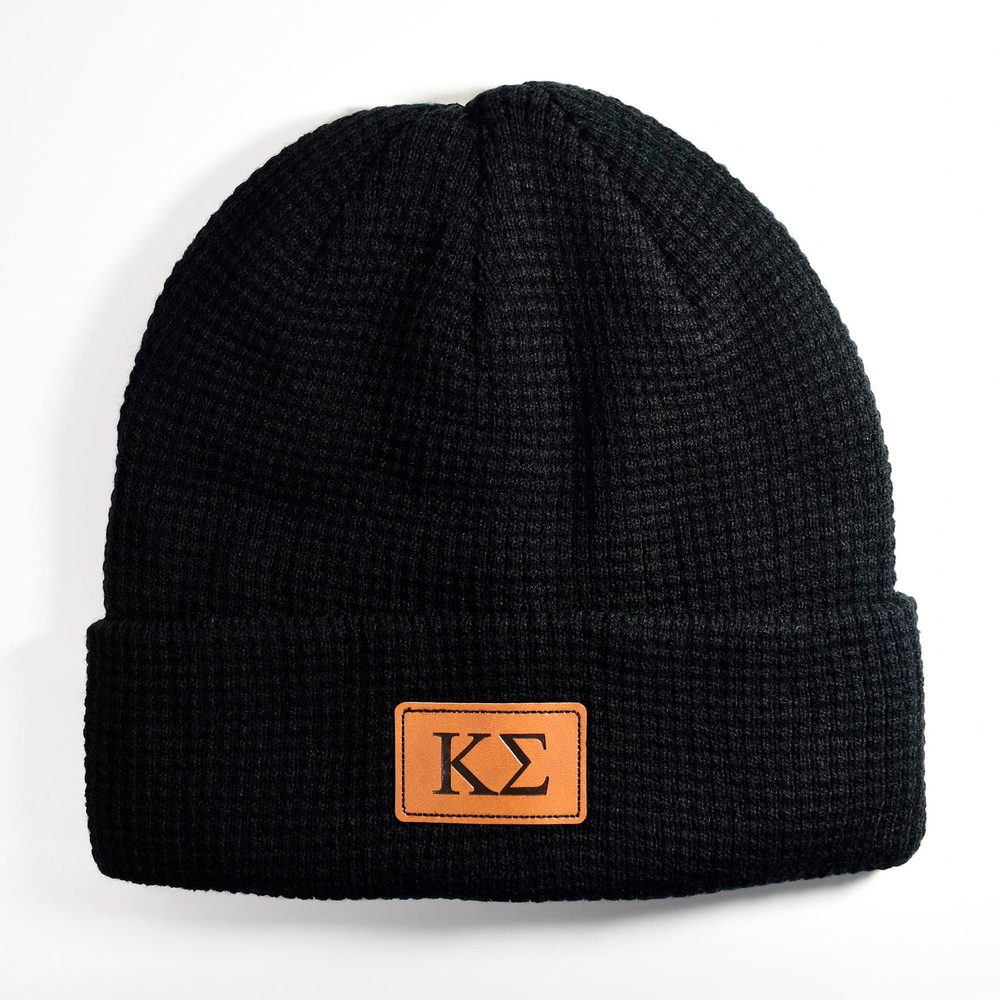 Kappa Sigma Fraternity Beanie Hat - Black Winter Hat w/ Greek Letters Patch