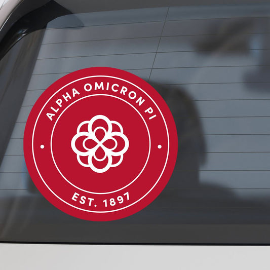 Alpha Omicron Pi Sorority Car Decal Sticker- Full Color Circle Logo