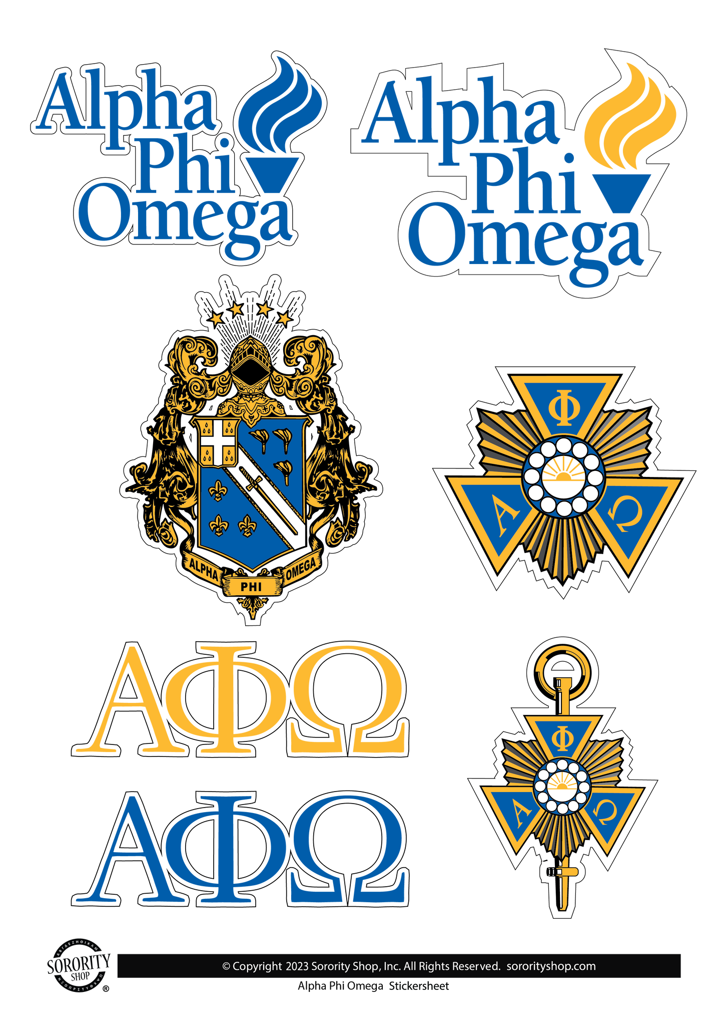 Alpha Phi Omega Fraternity Sticker Sheet- Brand Focus