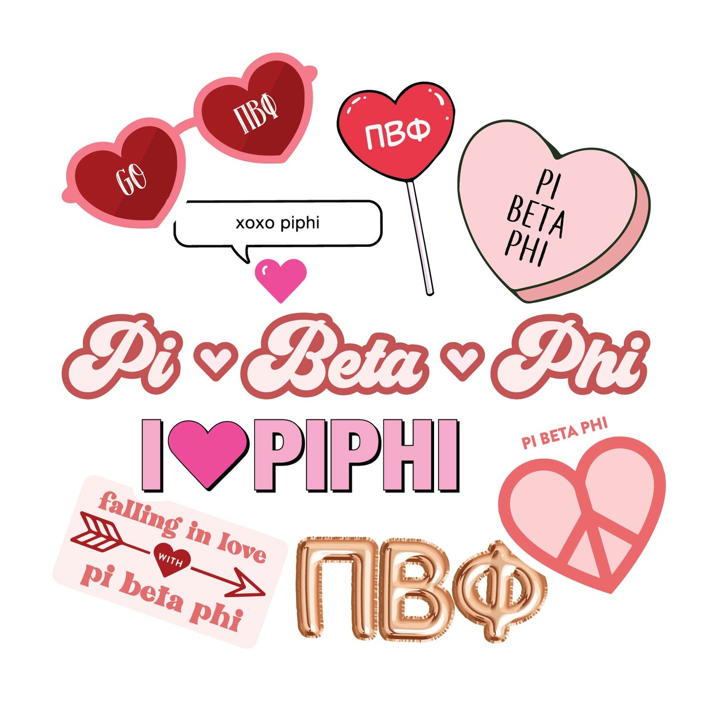 Pi Beta Phi- Sticker Sheet- Love Theme