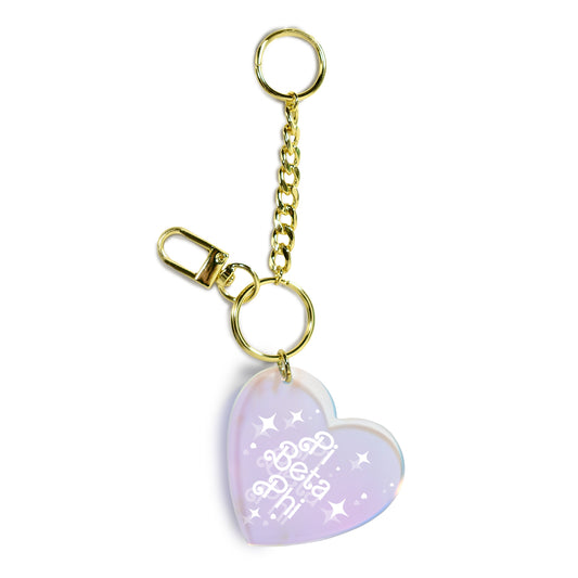Pi Beta Phi Keychain - Iridescent Heart Design