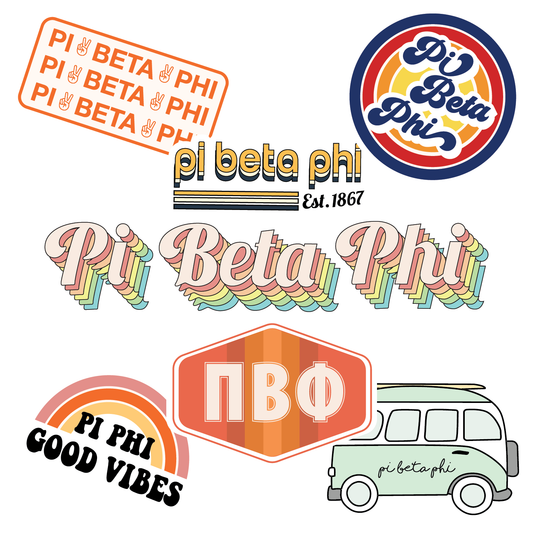 Pi Beta Phi <br> Retro Sticker Sheet