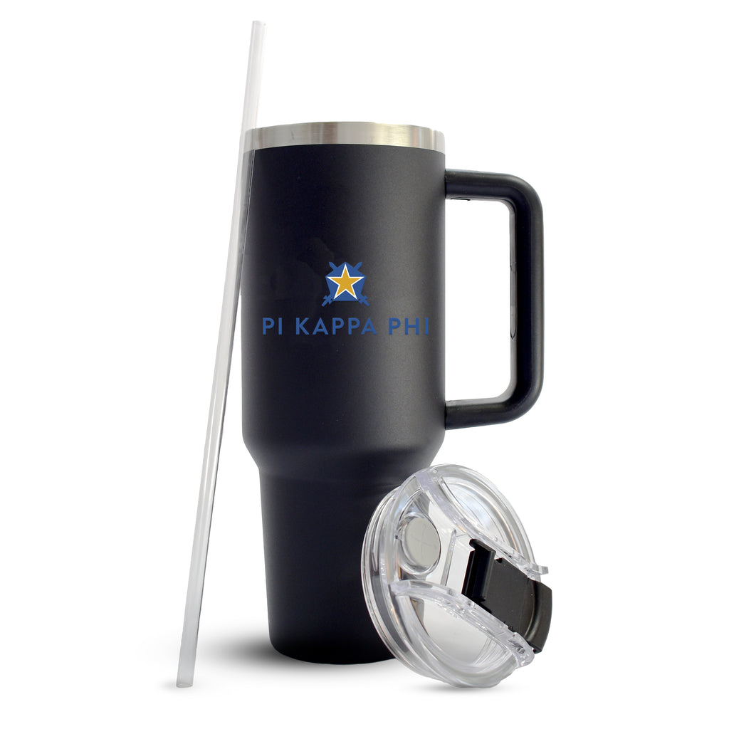 Pi Kappa Phi Fraternity 40oz Stainless Steel Tumbler with Handle
