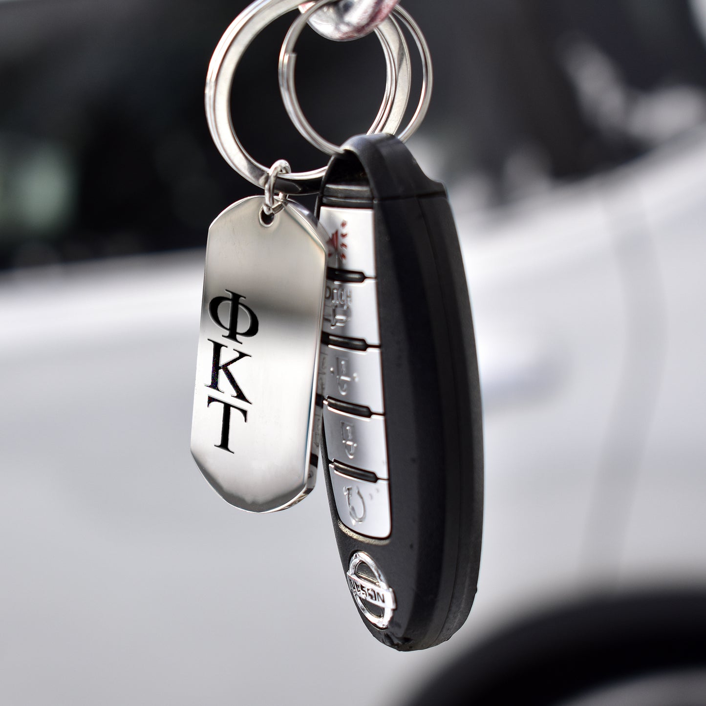 Phi Kappa Tau Fraternity Keychain- Stainless Steel Dog Tag Design