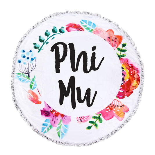 Phi Mu Floral Fringe Towel Blanket