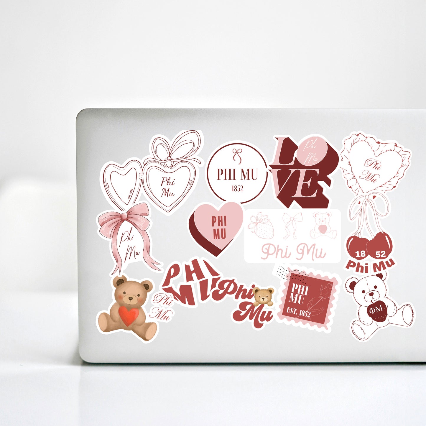 Phi Mu Sticker Sheet- Teddy Bears and Sisterhood Love Theme