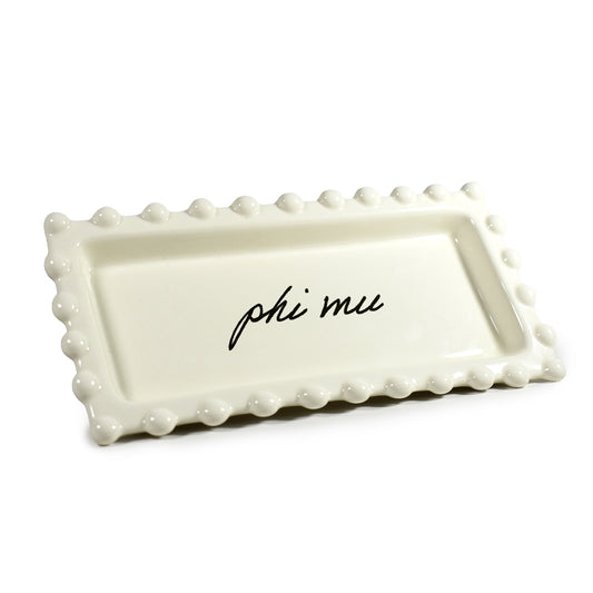 Phi Mu Jewelry Dish - Rectangular Cursive Script Sorority Name