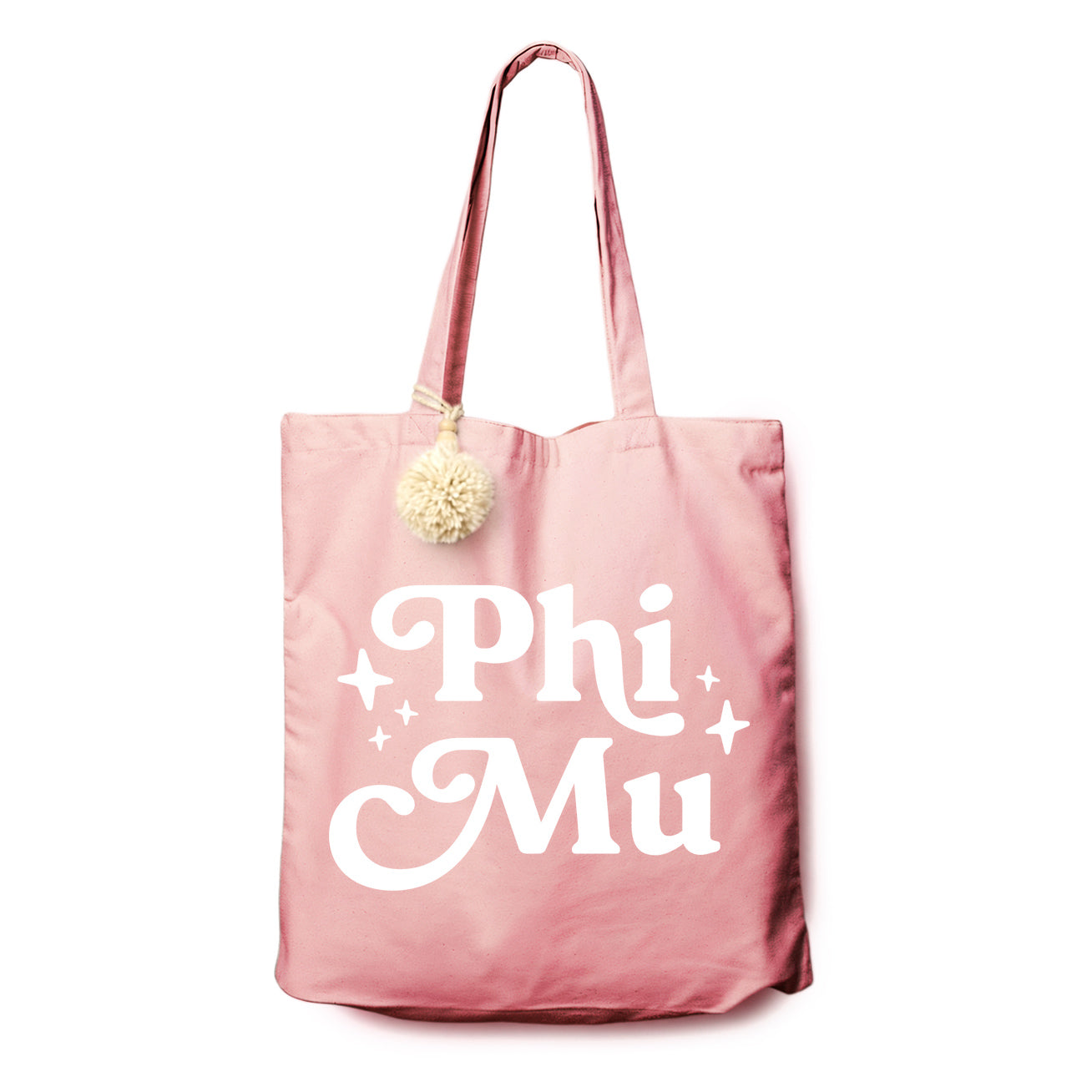 Phi Mu Retro Pom Pom Tote Bag