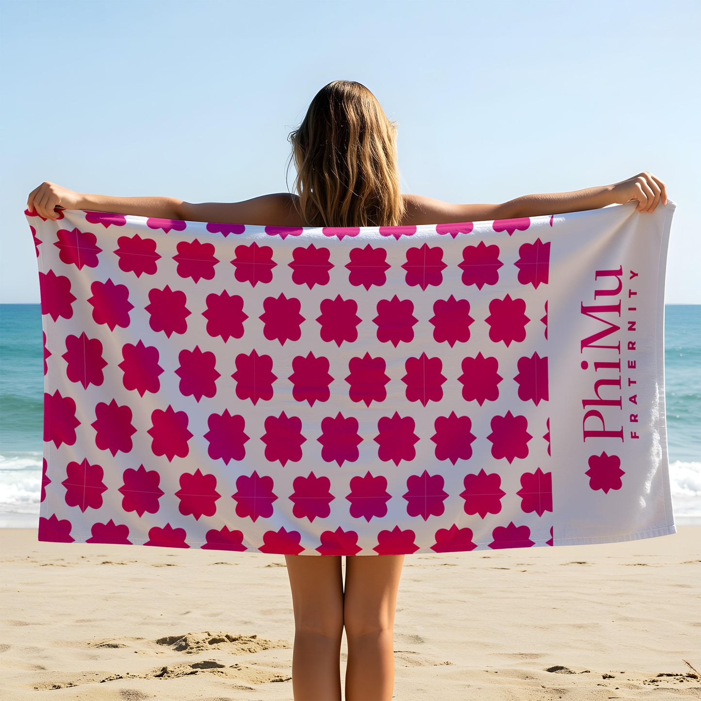 Phi Mu Beach Towel- Lightweight Brand Design