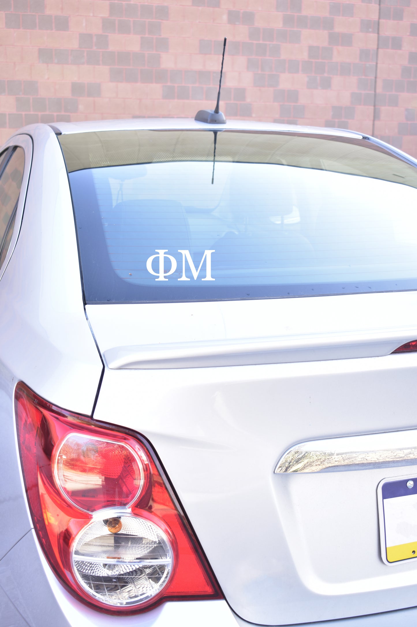 Phi Mu Car Decal Sticker- Greek Letters Design