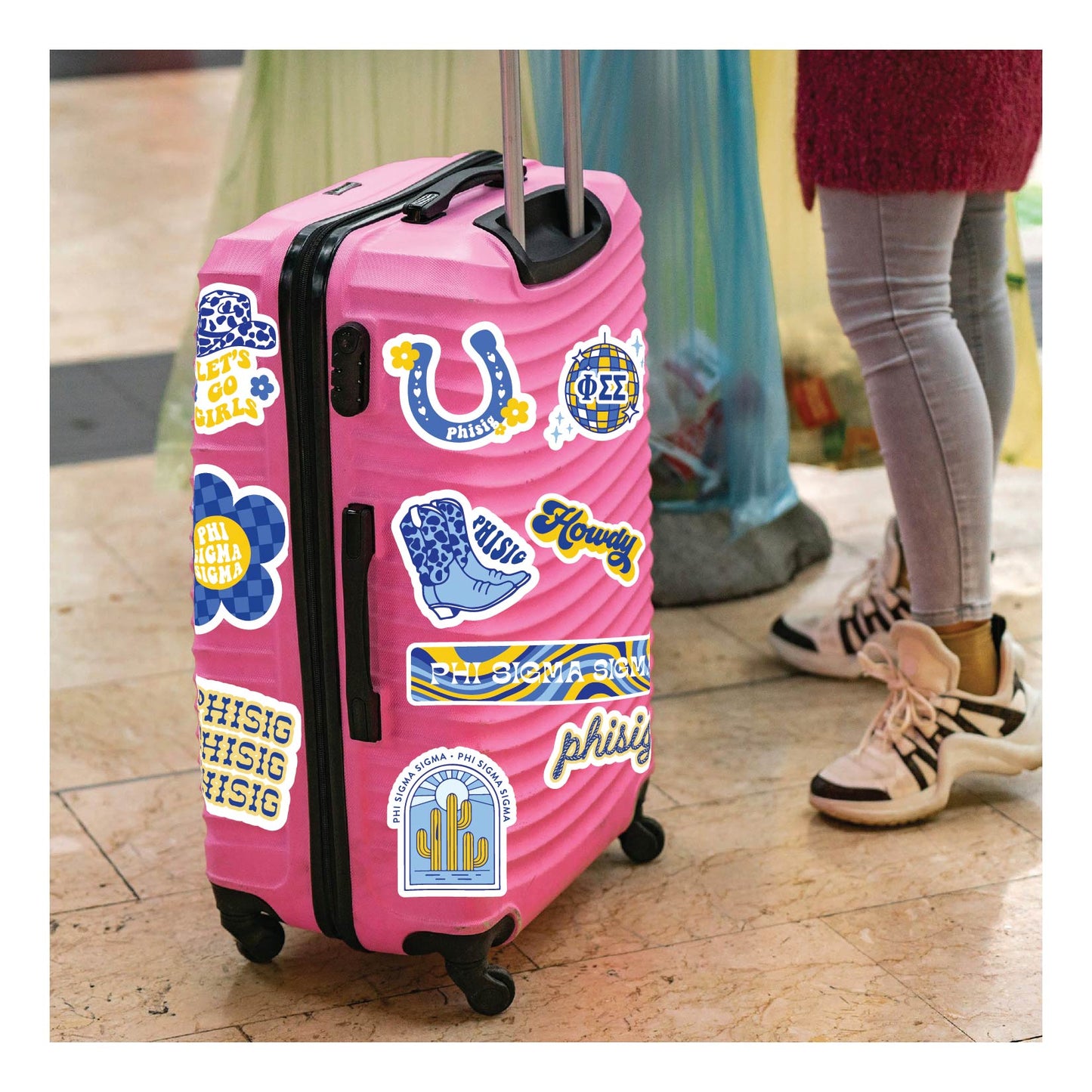 Phi Sigma Sigma Sticker Sheet - Western Disco Design