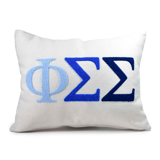 Phi Sigma Sigma Pillow – Embroidered Plush Greek Letters Design