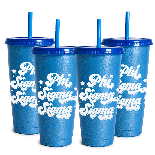 Phi Sigma Sigma Glitter Color Changing Cup 4-Pack
