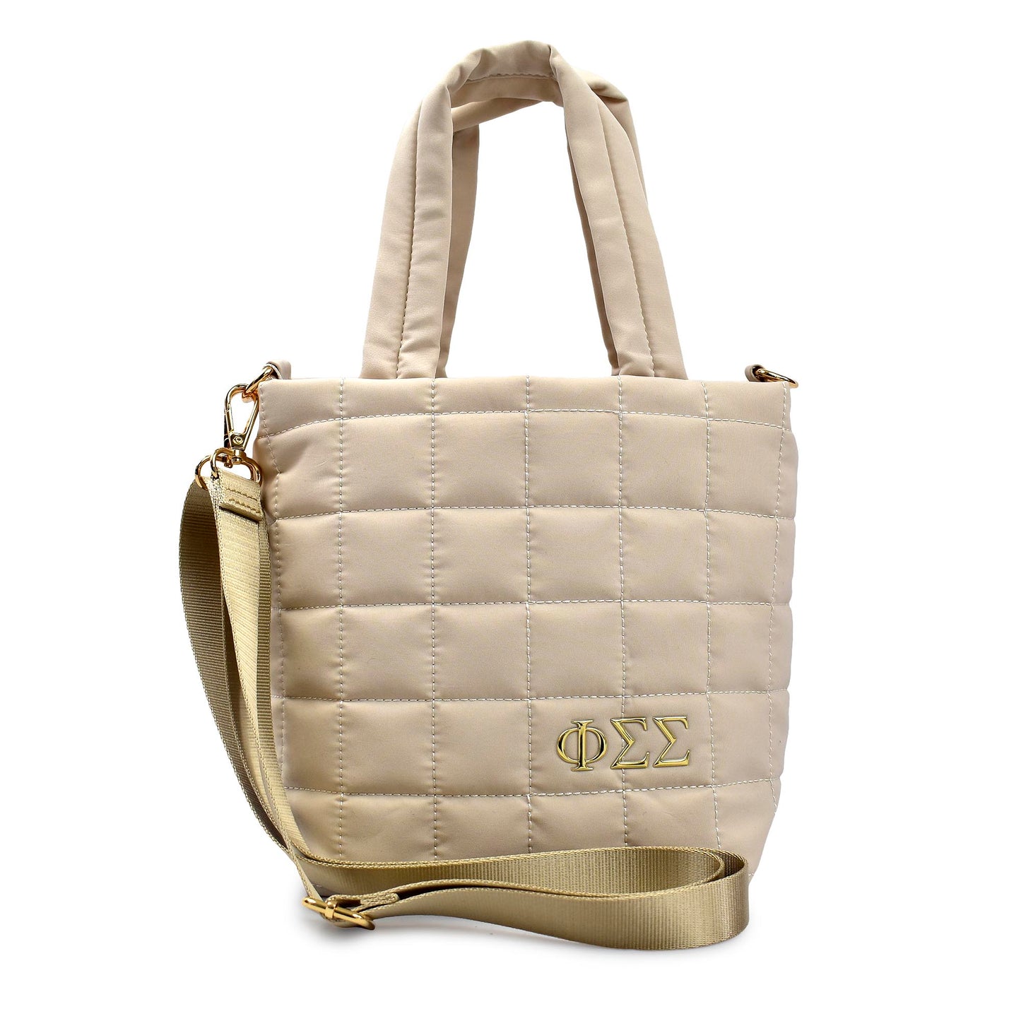 Phi Sigma Sigma Small Crossbody Quilted Tote Bag with Greek Letters