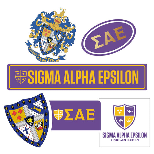 Sigma Alpha Epsilon Fraternity Sticker Sheet- Brand Focus