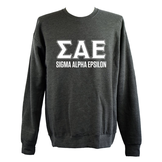 Sigma Alpha Epsilon Sweatshirt- Crewneck Fraternity Varsity Letters Design