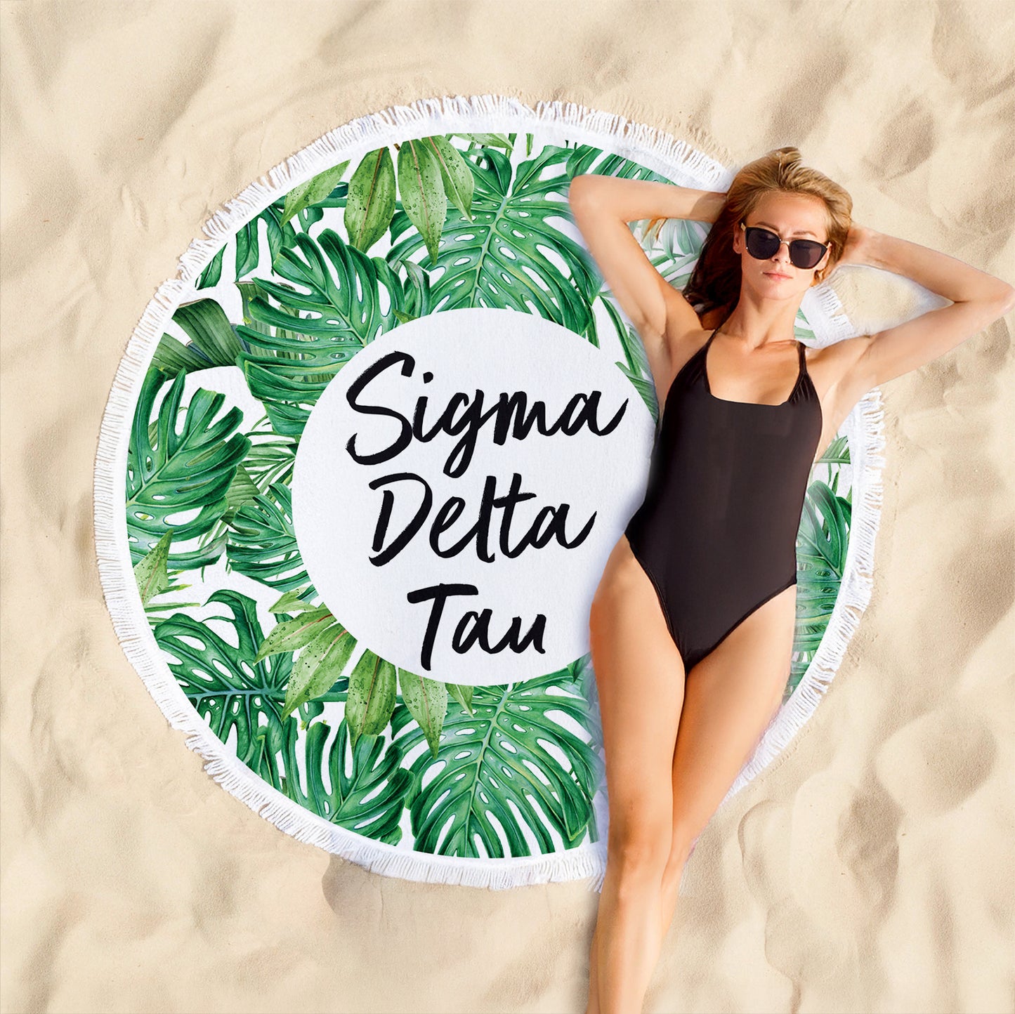 Sigma Delta Tau Palm Leaf Fringe Towel Blanket