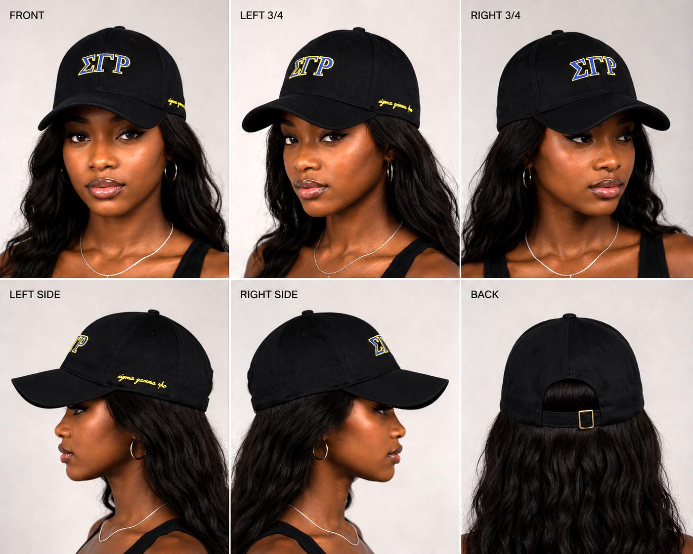 Sigma Gamma Rho Sorority, Incorporated Baseball Cap- Brushed Cotton 5-Panel Black Hat